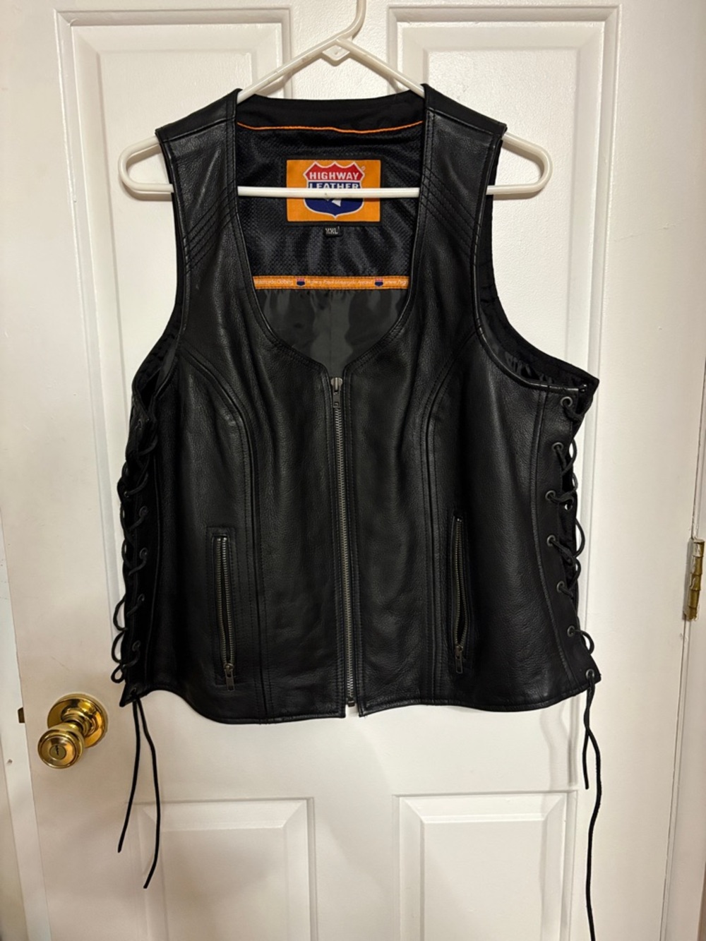 Black Women's Lace-Up Leather Vest